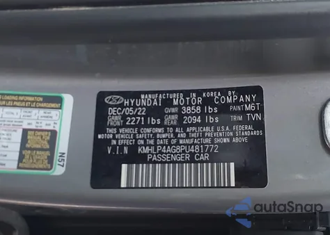 2023 Hyundai Elantra Limited z USA, uszkodzony, nr VIN KMHLP4AG8PU481772